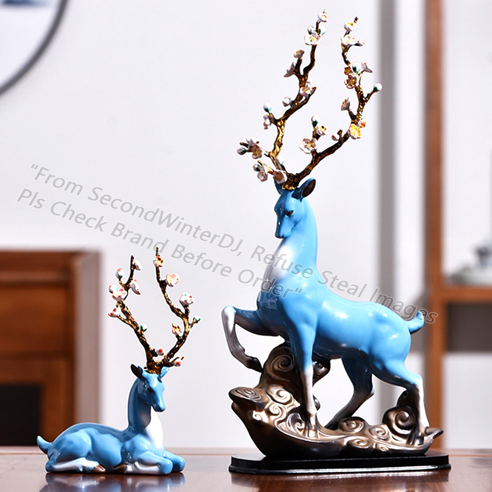 Amazon.co.jp: SecondWinterDJ 磁器 シカ鹿像 セラミックフィギュア