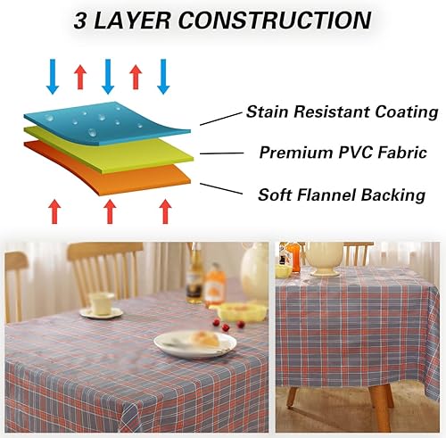 Miniatura 3 de SASTYBALE Mantel de primavera con reverso de franela, a prueba de aceite y resistente al agua, mantel de vinilo decorativo para comedor, campamento,