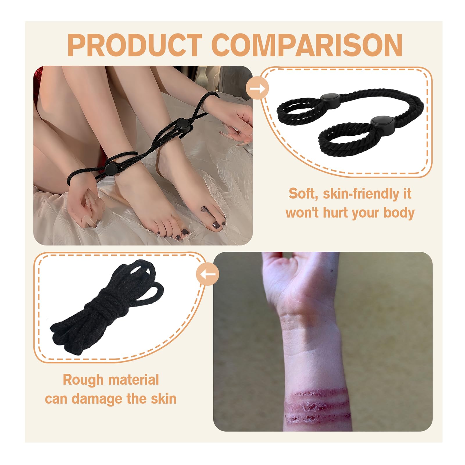 2 PZ Bondage BDSM Bondage Kit BDSM Handgelenke und Knöchel, Einstellbares BDSM Fesseln und Bondage Rope, Manette sexy erotici, Accessori sessualità Coppia