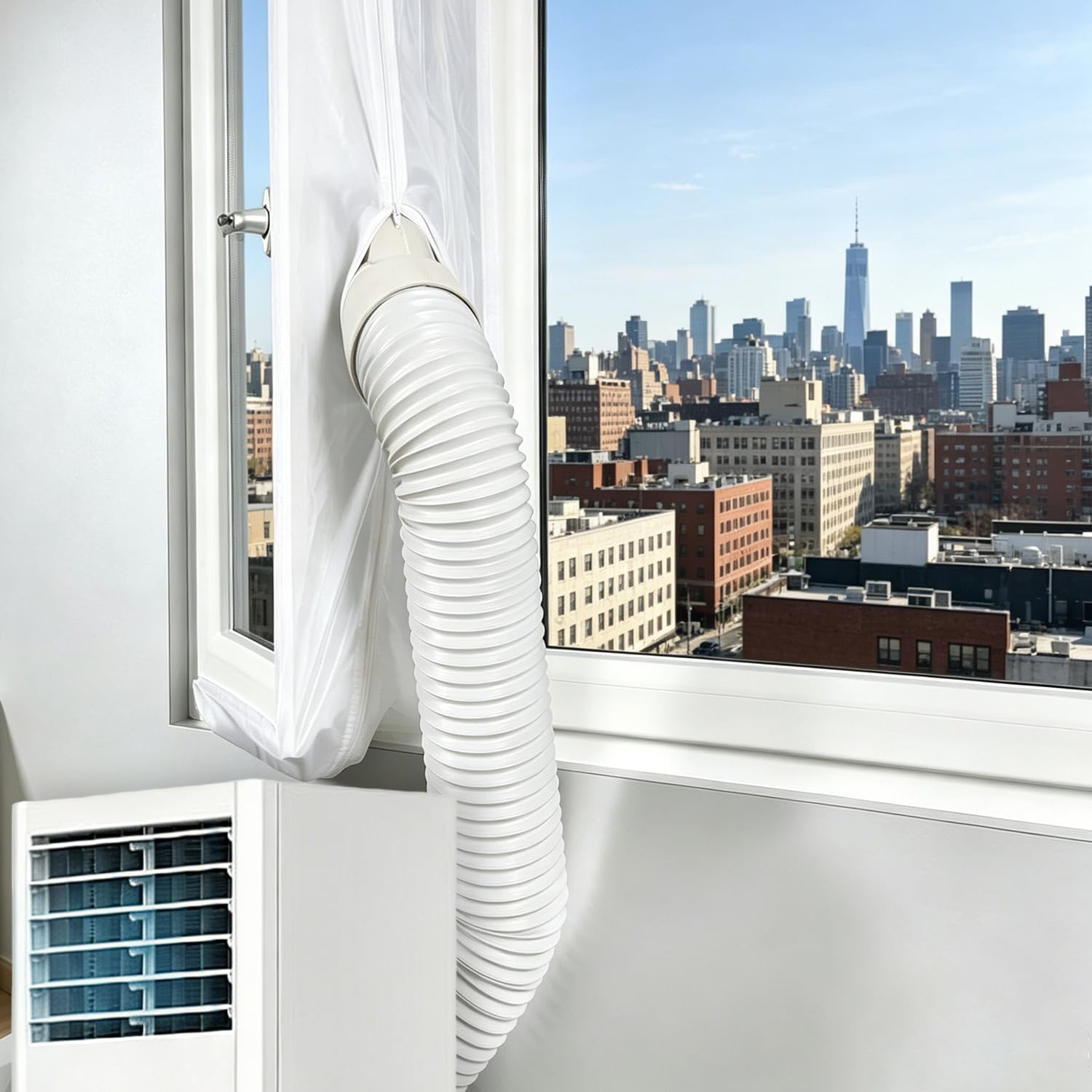 HUAREW 400 cm Air Conditioning Window Seal, Window Seal for Mobile Air Conditioners with Zip and Adhesive Tape, Hot Air Stop, Suitable for Universal Windows, Casement Windows, Roof Windows