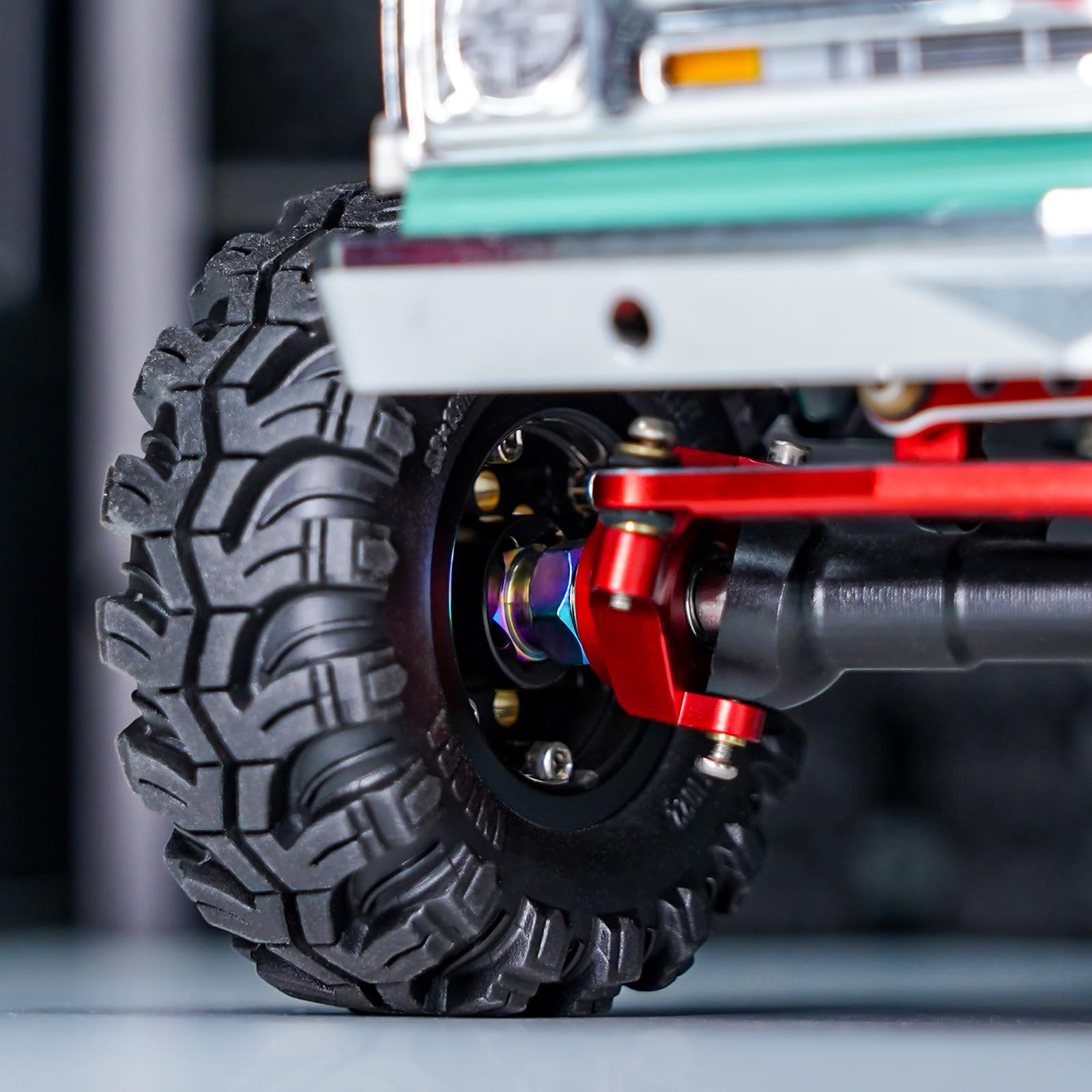 INJORA Sześciokątna piasta koła + 5 mm przedłużacze ze stali nierdzewnej do Axial SCX24 Upgrade 1/24 RC Crawler, 4 szt