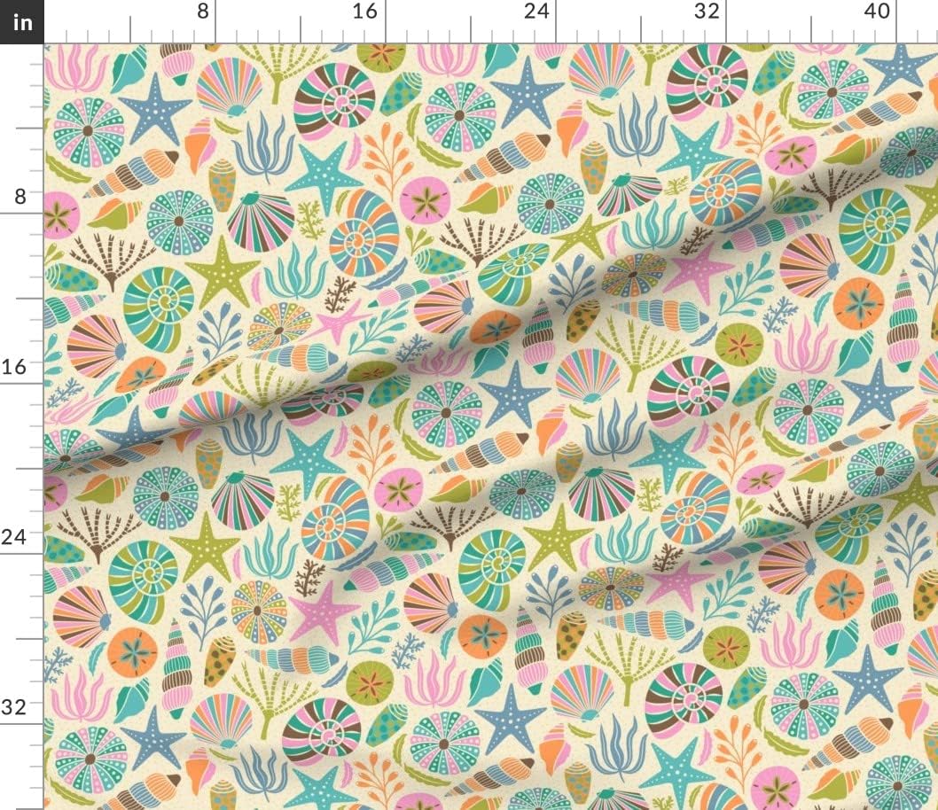 Spoonflower Fabric - Coastal Beach Nautical Colorful Starfish Printed on Petal Signature Cotton Fabric Fat Quarter - Sewing Quilting Apparel Crafts Decor