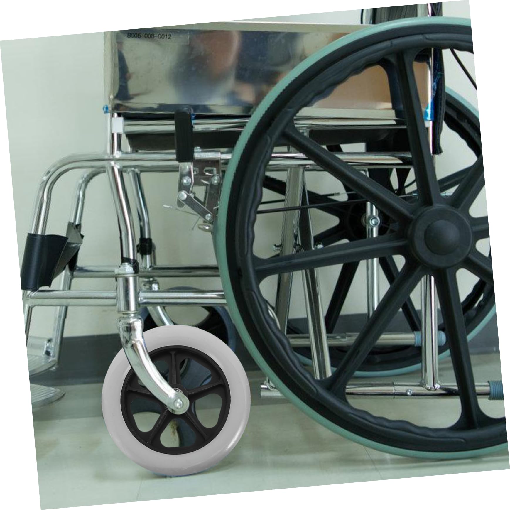 Angoily 2 Pezzi Ruote di Ricambio per Carrozzina Anteriore, Ruote in Plastico Resistenti All'usura Foro da 8mm per Carrelli e Deambulatori