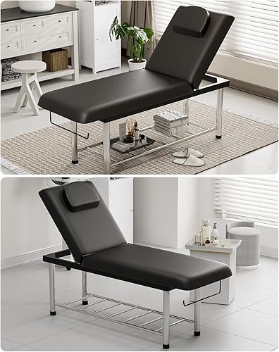 Miniatura 9 de SyyBhb Silla de mesa multiusos para tatuajes con bolsillo de almacenamiento para pedicura y tecnología de uñas, patas divididas, longitud y ángulo