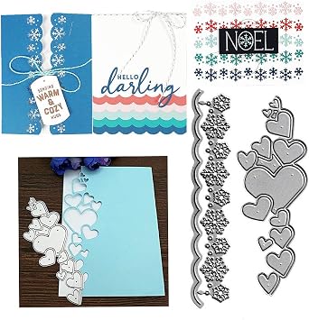 Love Heart Border Lace Cutting Dies, Snowflake Lace Die Cuts Metal Embossing Stencils Template Mould for Card Scrapbooking and DIY Craft Album Paper Card Decor