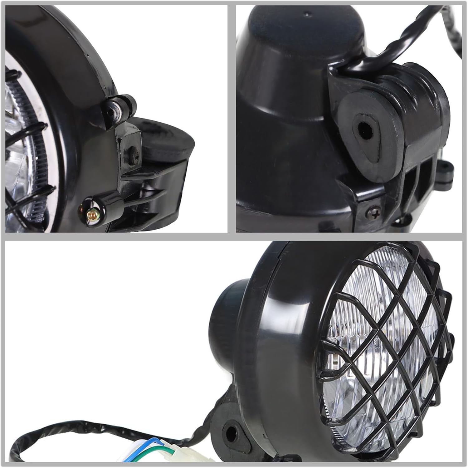 LABLT Pack of 2 Headlights Assembly Grills Lights Replacement for Yamaha Banshee 350 YFZ350 1987-2006 Lens Bulbs