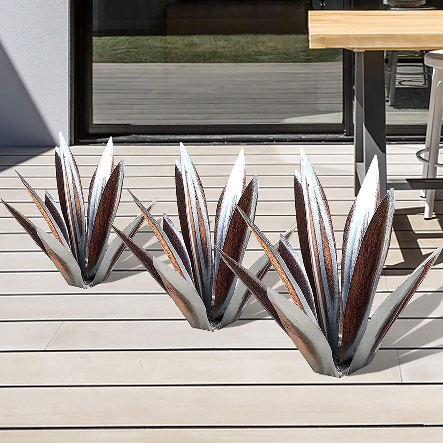Scultura in Metallo di Pianta del Deserto Tropicale – Arte Agave da Esterno per Giardino E Patio 2,65cm
