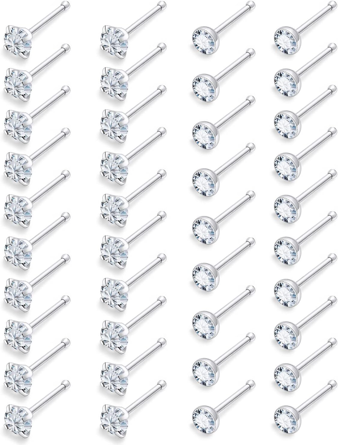 Vsnnsns 18G 20G 22G 女性用ノーズリング 316L サージカルステンレススチール L字型ノーズスタッド スクリュー