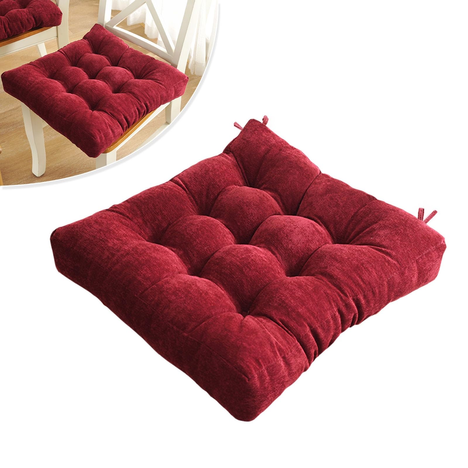 Chaise carrée en velours rouge vin 50x50 cm pour salle à manger