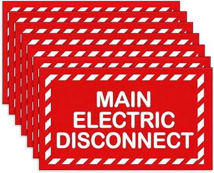 8 Pack Main Electric Disconnect Labels 3.5 X 5 Inch