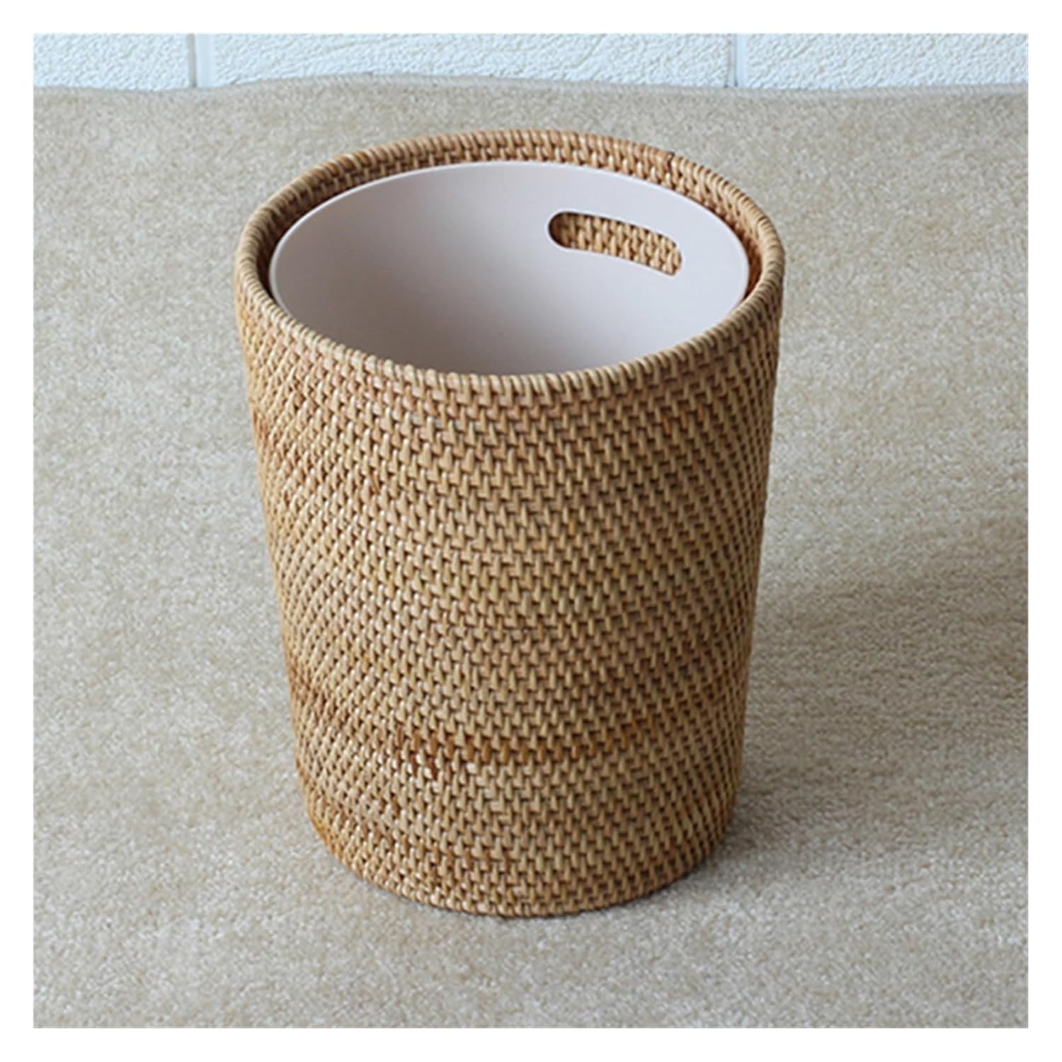 Rattan Storage can Trash bin Storage Basket Cylinder Inner Tank Desktop Waste Paper Bucket Household Without Cover