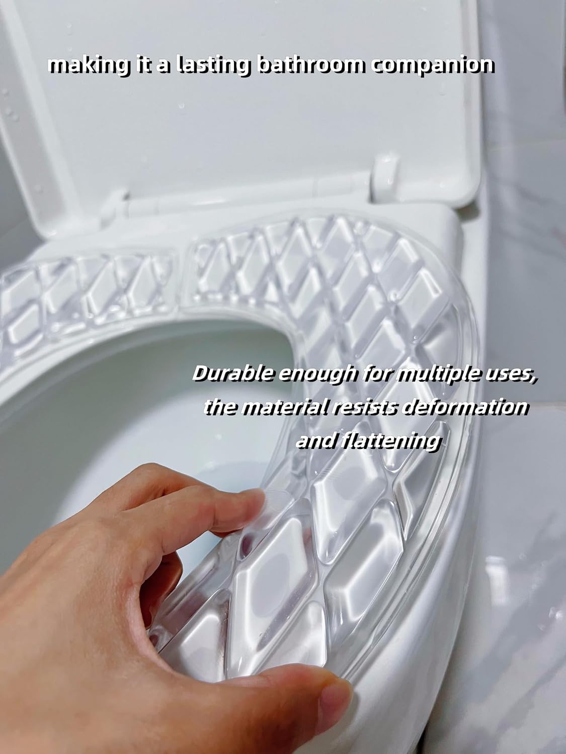 Gel Toilet Seat Cover, Toilet Seat Cushion, Toilet Cover Portable and Washable Toilet Seat Cover Universal, Washable for Standard U Shape Toilet Seats (Clear)