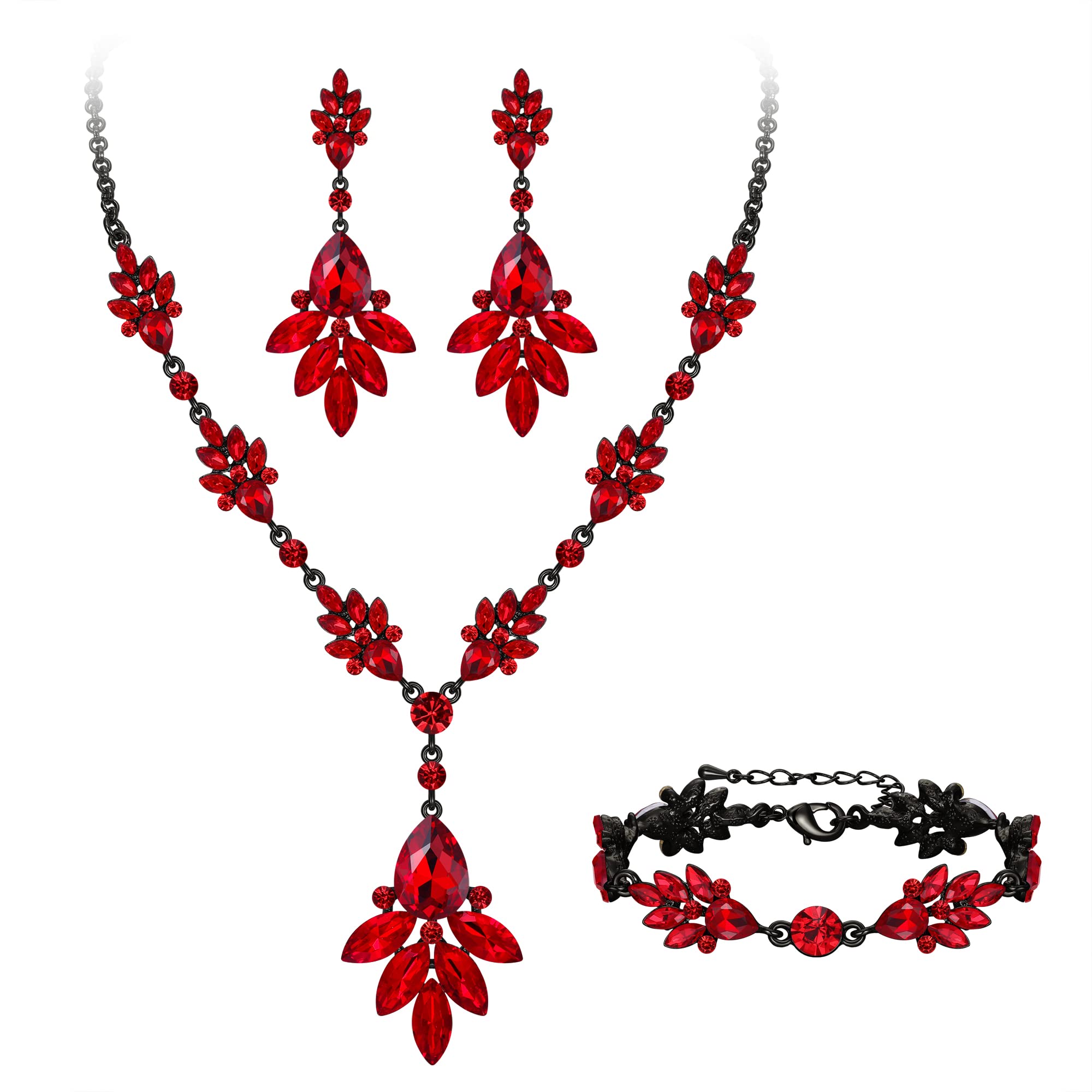 Matrimonio Sposa Gioielli Set Goccia Marquise Cristalli Collana Orecchini Bracciale Regalo per Donne Spose