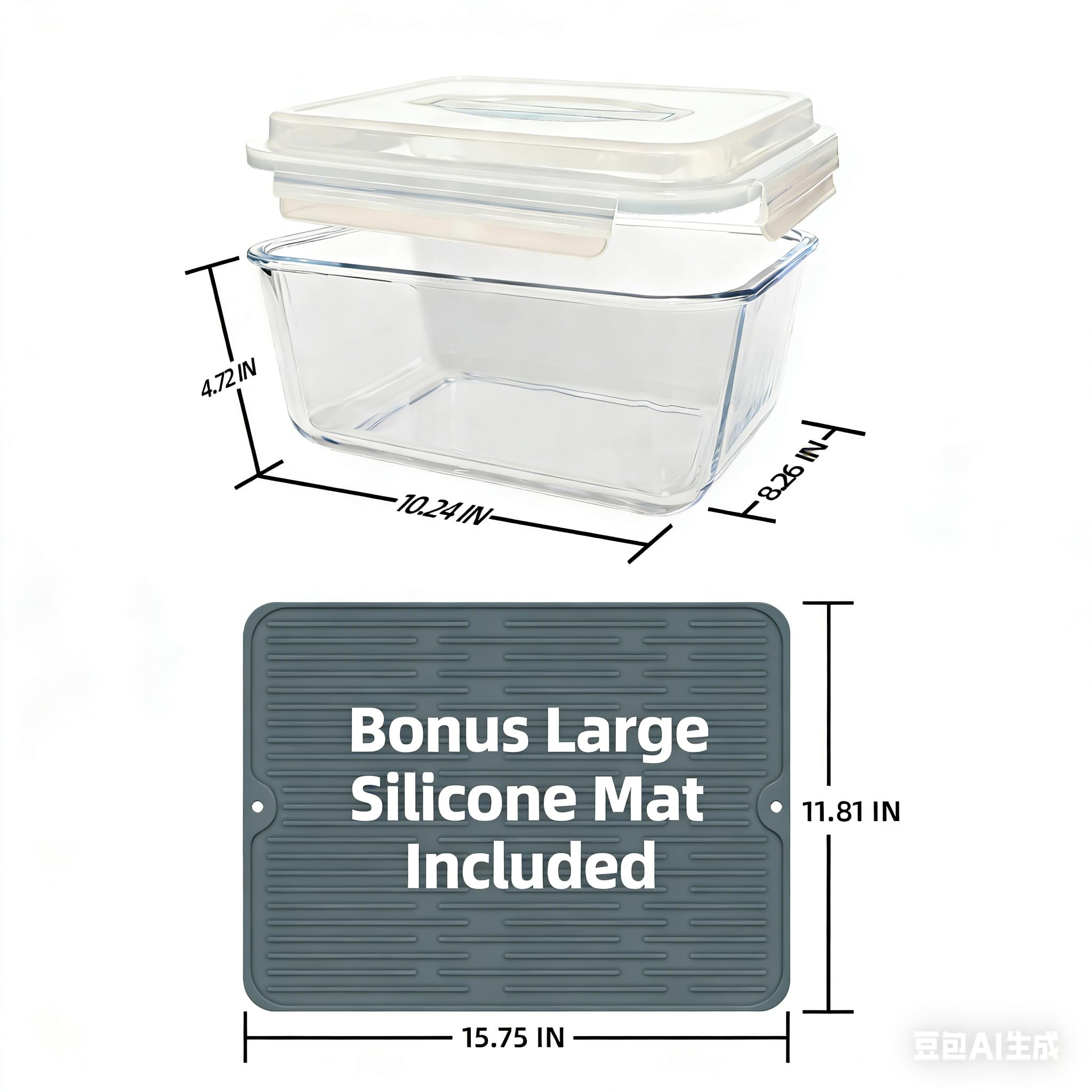 Contenitore In Vetro Borosilicato 4,5 L Con Coperchio Ermetico, Adatto A Forno, Microonde, Congelatore, Per Tacchino, Pollo E Meloni
