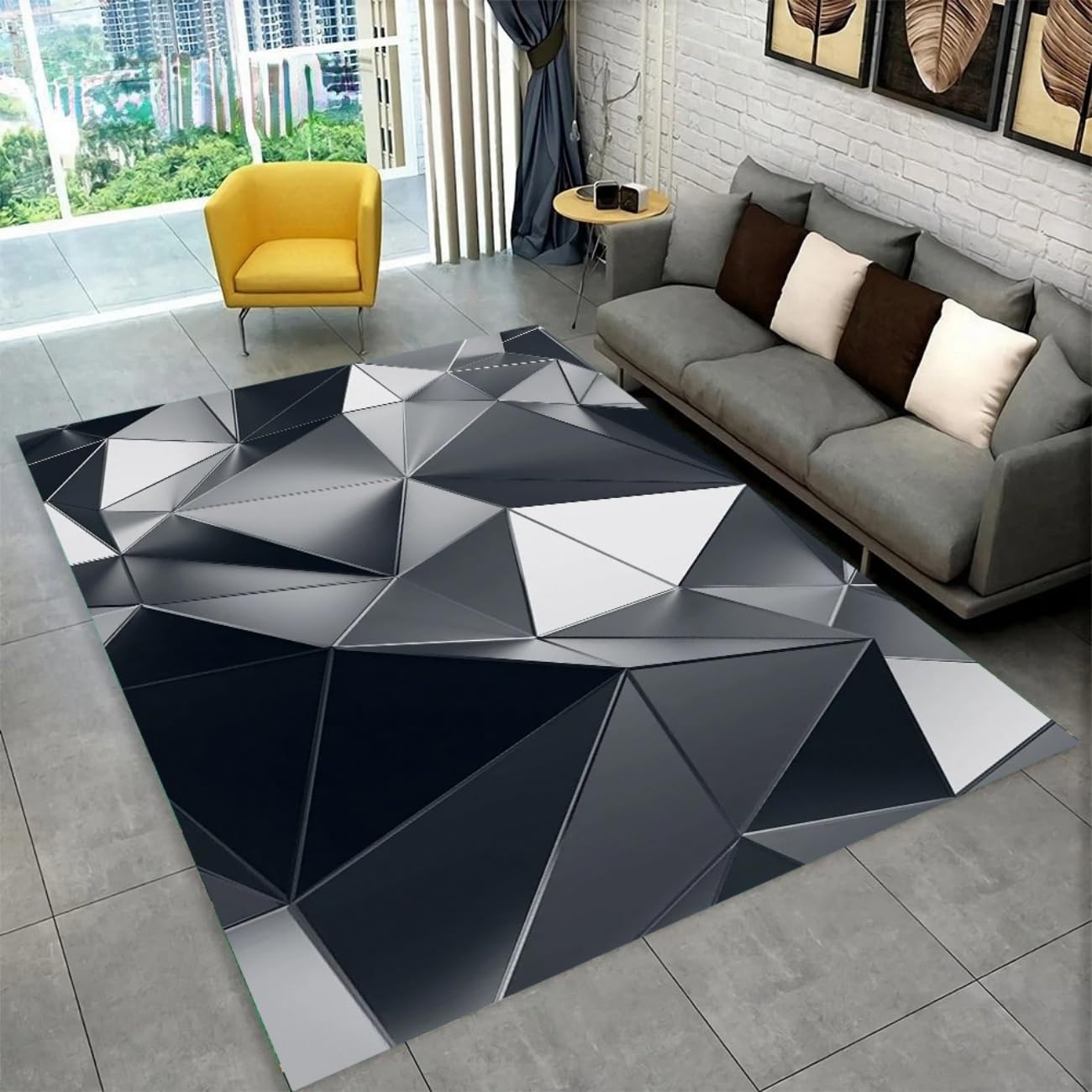 Tapis en Flanelle 3D Géométrique Effet Métallique - Décoration Futuriste pour Chambre Ado et Salle de Jeux Enfant - Texture Antidérapante & Lavable - Immersion Gaming Élégante, 160x200 cm