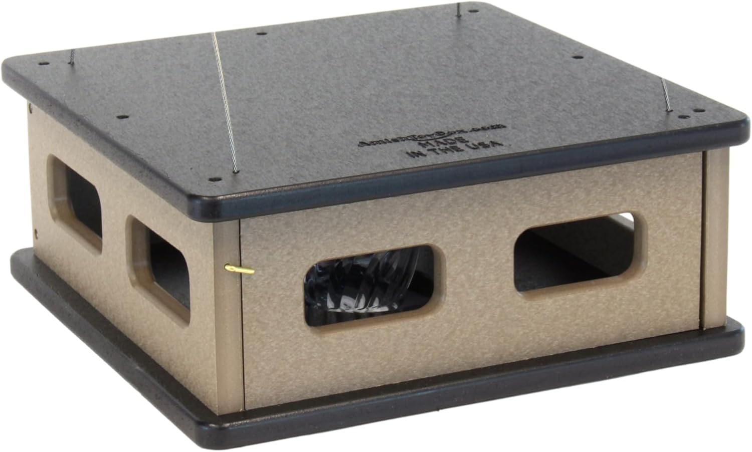 AmishToyBox.com Bluebird Feeder - Hanging Block House Mealworm Feeder for Bluebirds - Amish-Made with Poly Lumber (Gray and Blue)