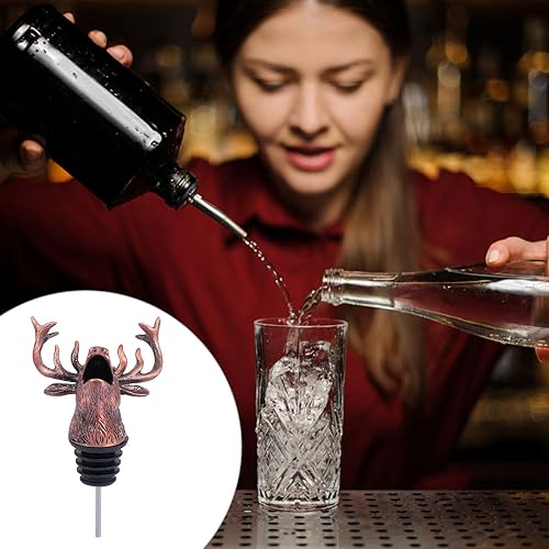 Miniatura 7 de Boquilla vertedora de vino con cabeza de ciervo, tapón de botella de vino de alce vintage para accesorios de bar, regalos de cumpleaños y boda de
