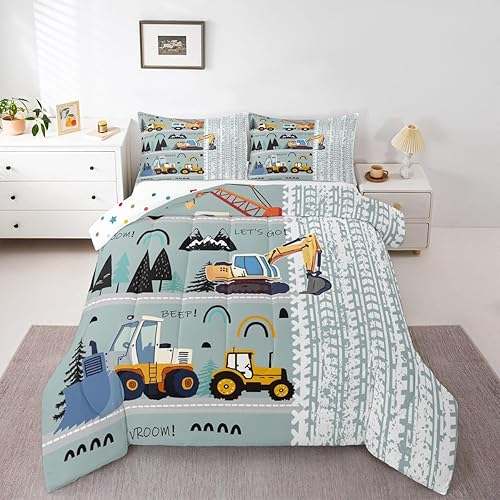 Miniatura 34 de Erosebridal Juego de edredón para niños, camión de bomberos, camión de bomberos, tamaño matrimonial, edredón acolchado de vehículo de policía, Color