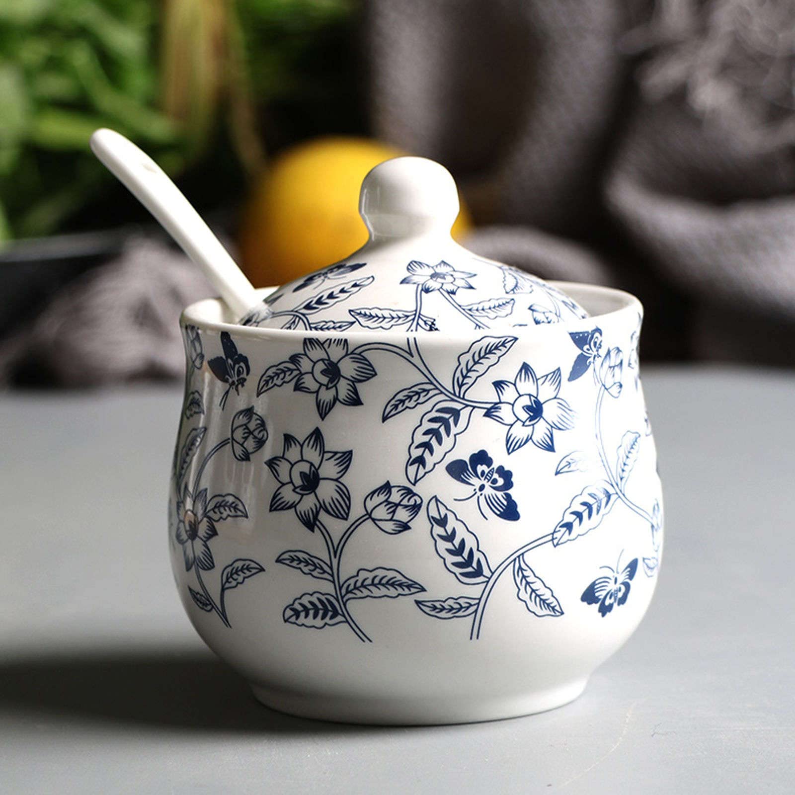 Sucrier avec couvercle et cuillère, boîte d'assaisonnement for pot à sucre, pot à sucre, pot à sucre, pot à épices for récipient à sucre - Blanc 3 pots à épices de cuisine de 200 ml ( Color : White 1