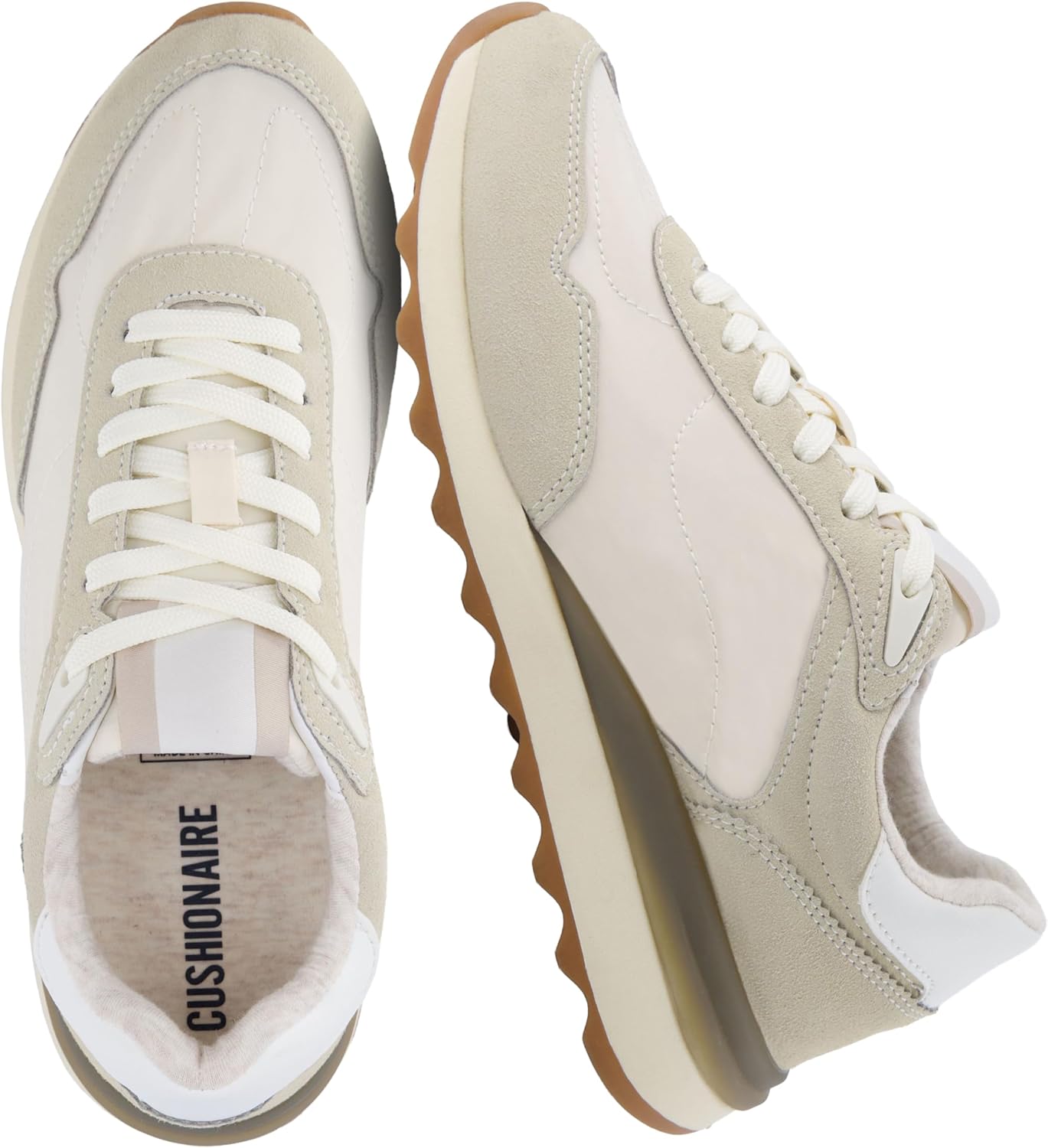 CUSHIONAIRE Women's Kicks lace up Nylon Sneaker +Comfort Foam, Wide Widths Available