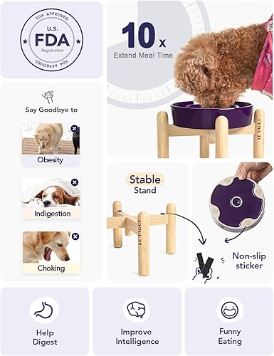 Vista 195 de LE TAUCI Cuencos de cerámica para perros de alimentación lenta, 3 tazas de alimentación lenta, tazón para perros de raza mediana y grande, cuenco