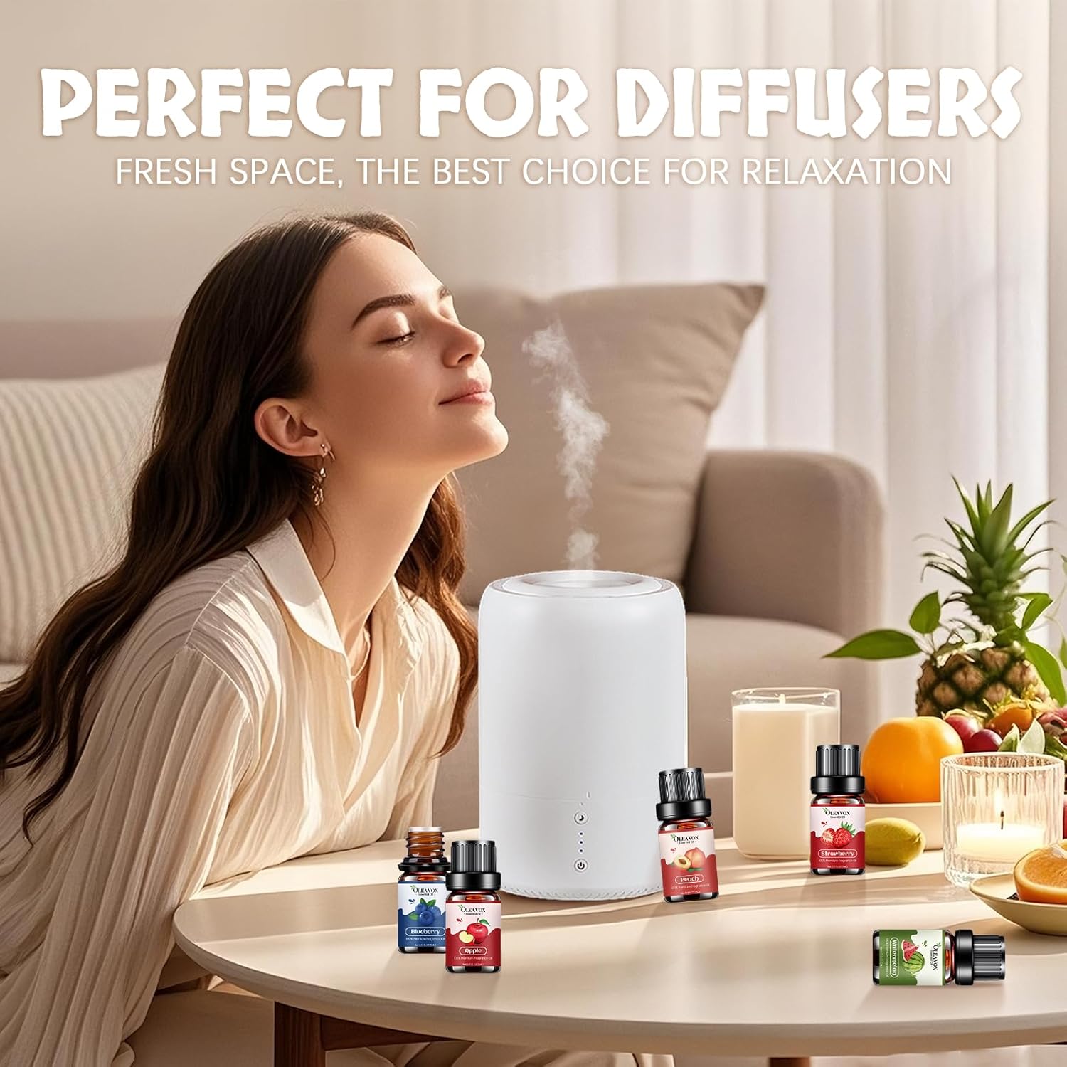 Fruity Essential Oils Gift Set, Premium Fragrance Oil for Candle & Soap Making, Coconut, Strawberry, Pineapple, Mango, Peach, Apple,10x5ml Fruit Aromatherapy Diffuser Oils for Home - Image 5