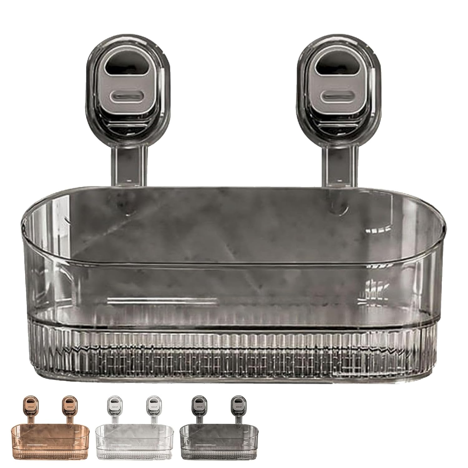 No-Drill Bathroom Suction Storage Box Large Capacity Strong Load-Bearing Storage for Bathroom Glacier Pattern Suction Cup Shower Caddy