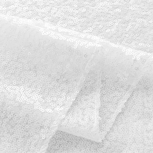 Miniatura 8 de Sugargirl - Cortina de fondo de lentejuelas blancas, 2 paneles de 2 pies x 8 pies, cortinas de fondo brillantes blancas, cortinas de purpurina para