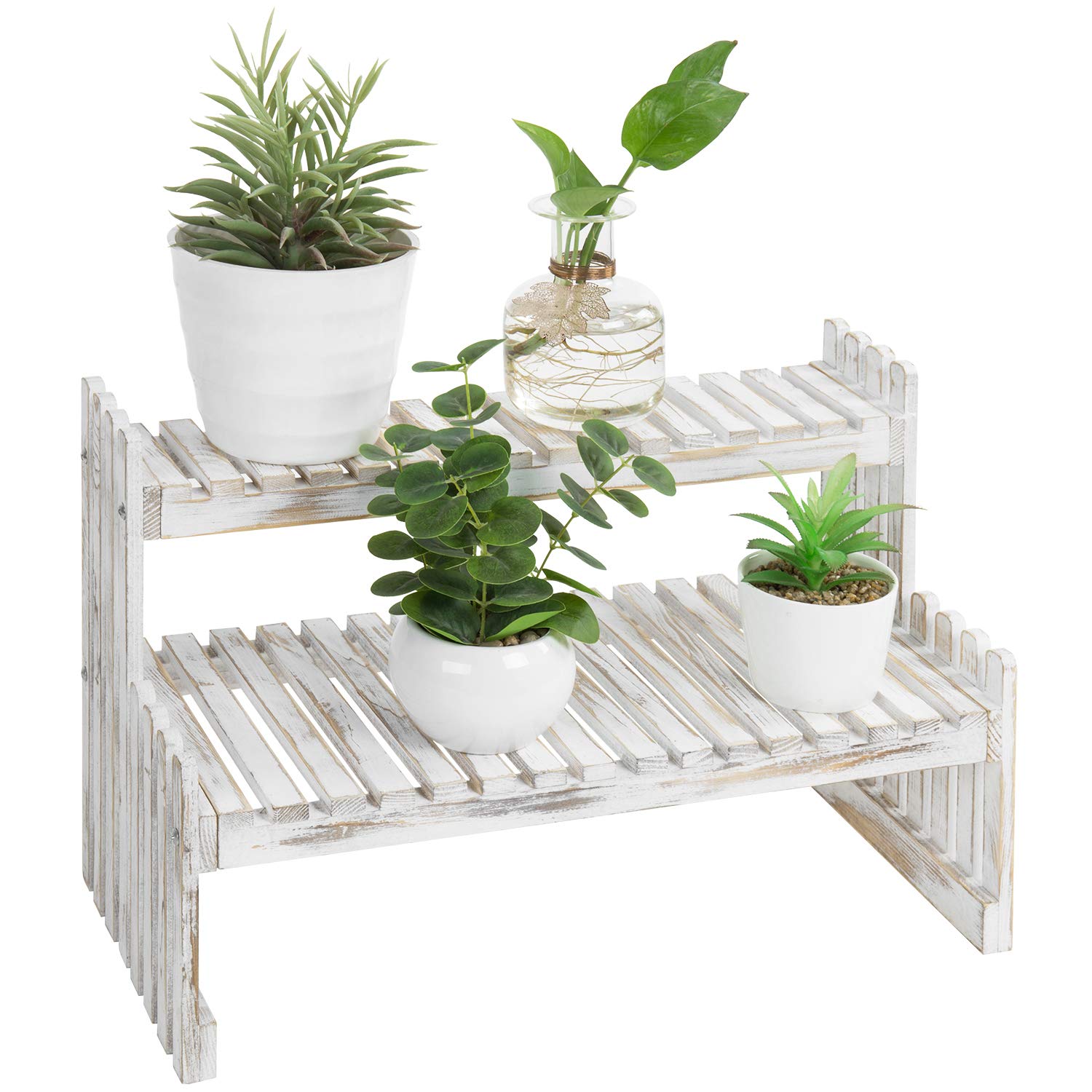 Buy MyGift 2 Tier Whitewashed Wood Indoor Stand, Desktop Display Shelf