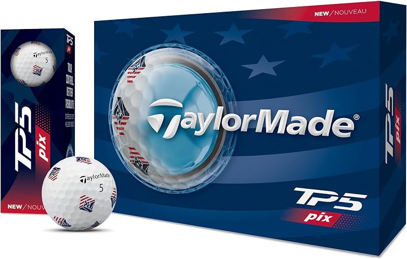 TaylorMade Golf 2024 TP5 PIX USA Golf Balls, Better Visibility, 1 Dozen