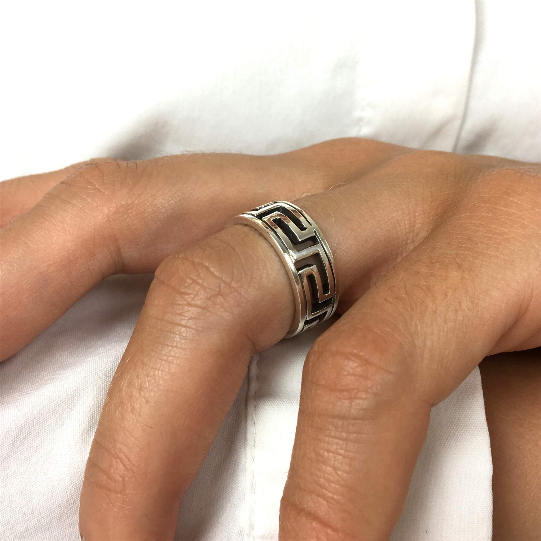 Silverly Anillos de Plata de Ley para Mujer | Llavero Griego Recortado | Banda Clásica de Promesa de Ancient Fret | Anillos de Plata Maciza 925 para Hombre | Anillo de Bodas para Él y para Ella