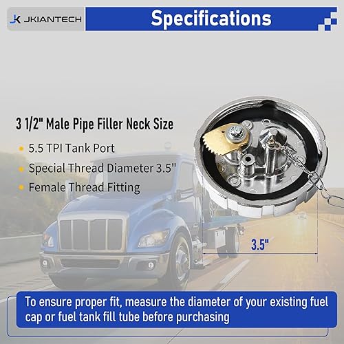Miniatura 6 de Tapa de combustible diésel con bloqueo (2 piezas), compatible con Kenworth Peterbilt Freightliner Western Star Semi Truck, cubierta de tanque de gas