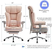 Vista 2 de Efomao - Silla ejecutiva de escritorio para oficina, con reposapiés, soporte lumbar y capacidad de carga hasta 450 libras, silla de computadora