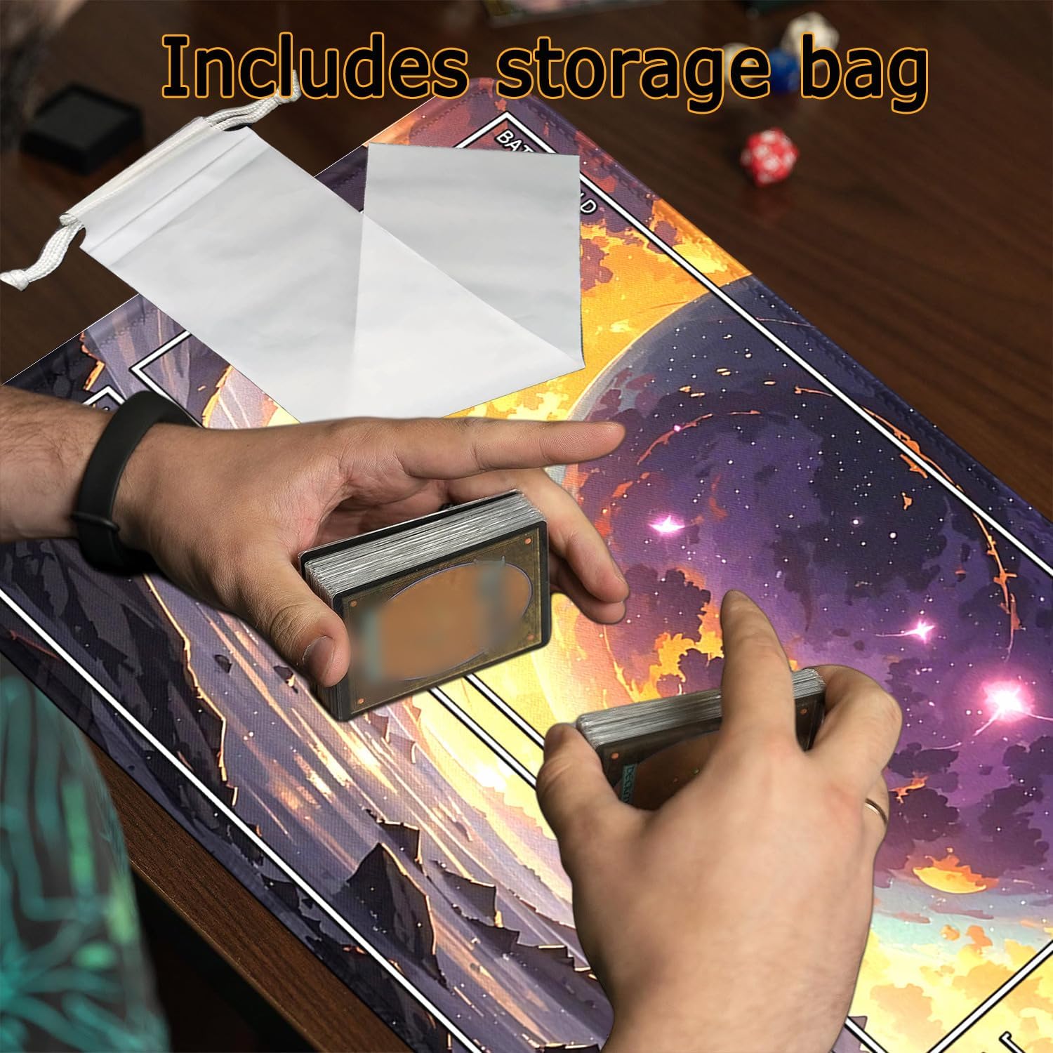 MTG Playmat- Stitched Edges Forest TCG Playmat-Non-Slip Landscape Play Mat Smooth Surface Rubber Base Board Game Mousepad 24x14 inches for Trading Card Game Playing with Storage Bags