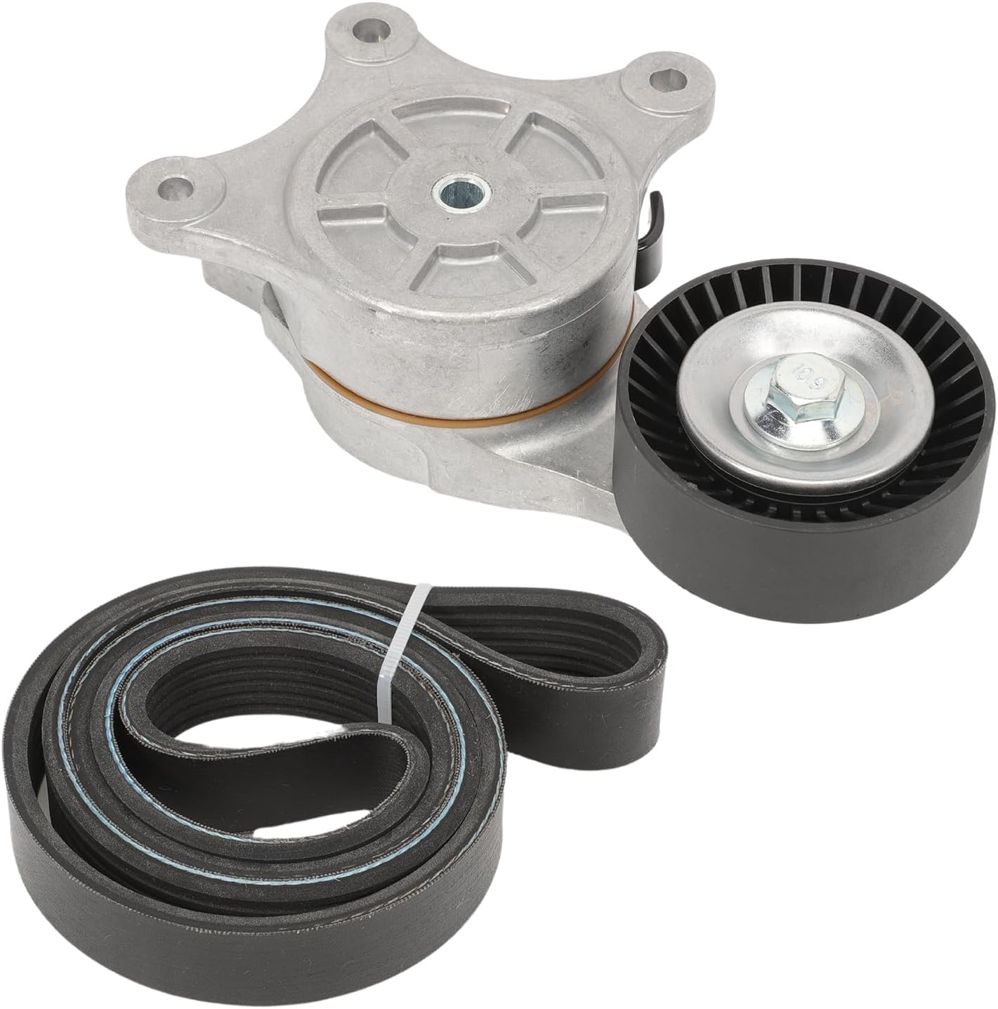 Belt Tensioner Assembly with Pully with Serpentine Drive Belt for 2012-2018 Explorer & 2015-2018 Edge & 2013-2019 Flex & 2013-2019 Taurus & 2011-2016 MKS & 2010-2019 MKT & 2013-2018 MKX BT4Z6B209B