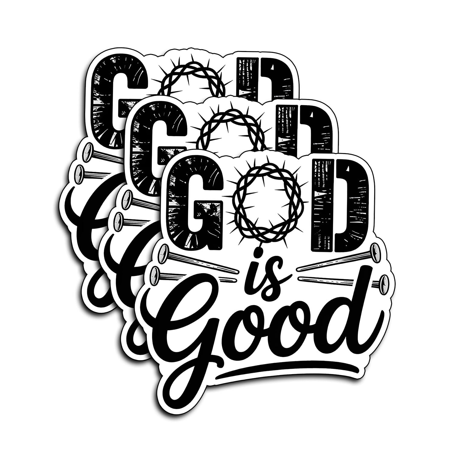 Photo 1 of (3Pcs) God is Good Stickers Christian Inspirational Bible Verse Quote Waterproof Vinyl Decal for Kindle Water Bottle Bumper Car Hard Hat Phone Laptop Religious Scripture Prayer Gifts - 3x3