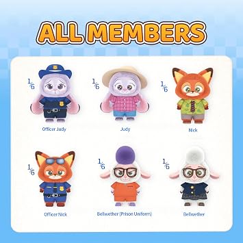 MINISO Disney Zootopia Soft Vinyl Plush Toy Blind Box Cute Mystery Animal Figurines, Collectible Surprise Gift Figure Model Random Design for Home Decor Birthday Gifts, Single Box