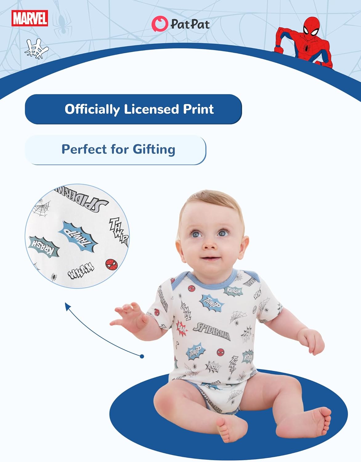 Disney Stitch Princess Marvel 3 Packs Baby Viscose Made from Bamboo Button Dwon Bodysuit for Newborn Infant