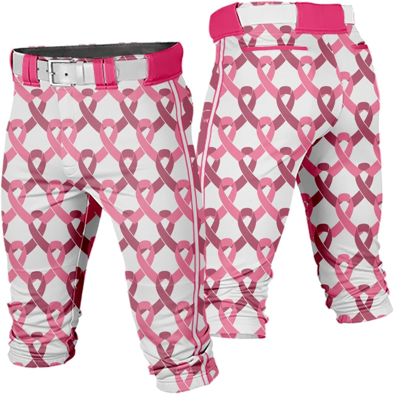 Custom Pink Ribbon & Camo Baseball Softball Pants for Women Youth