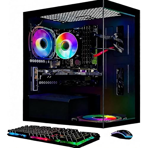 STGAubron Gaming PC Desktop Computer, Intel Core i7 up to 3.9G, GeForce RTX 3050 6G, 16GB RAM, 512GB SSD, WiFi, BT 5.0, RGB Fan x2, Windows 11 Home