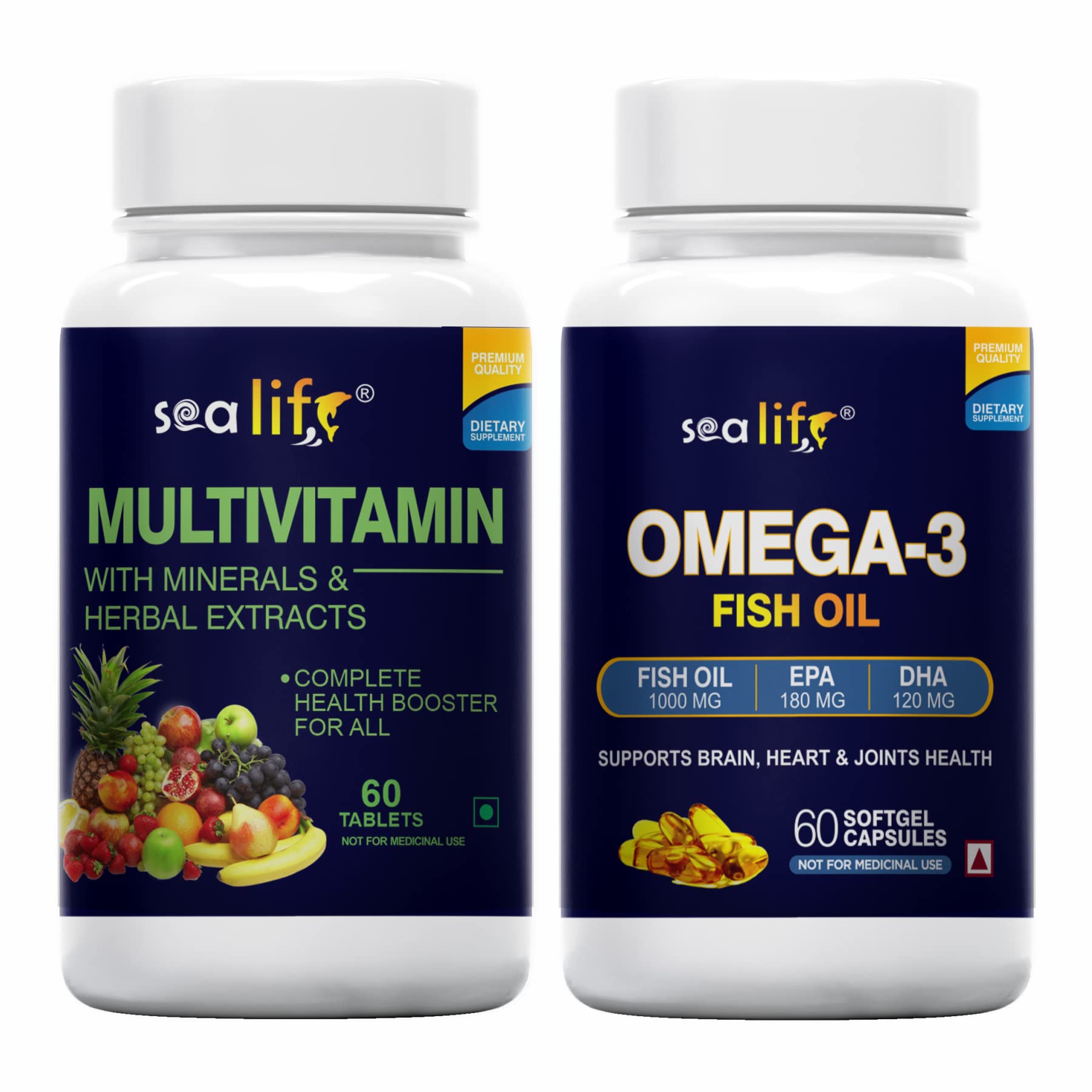 Sea Life Omega 3 Fish Oil Supplement and Multivitamin Combo, 60 Omega 3 Softgel Capsules + 60 Multivitamin Tablets For Men and Women (Combo) (B0B39DH7LS) Amazon Price History, Amazon Price Tracker