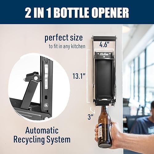 Miniatura 4 de Mckay Trituradora de latas de metal de 16 onzas, reciclaje automático, trituradora de latas resistente montada en la pared, trituradora de latas