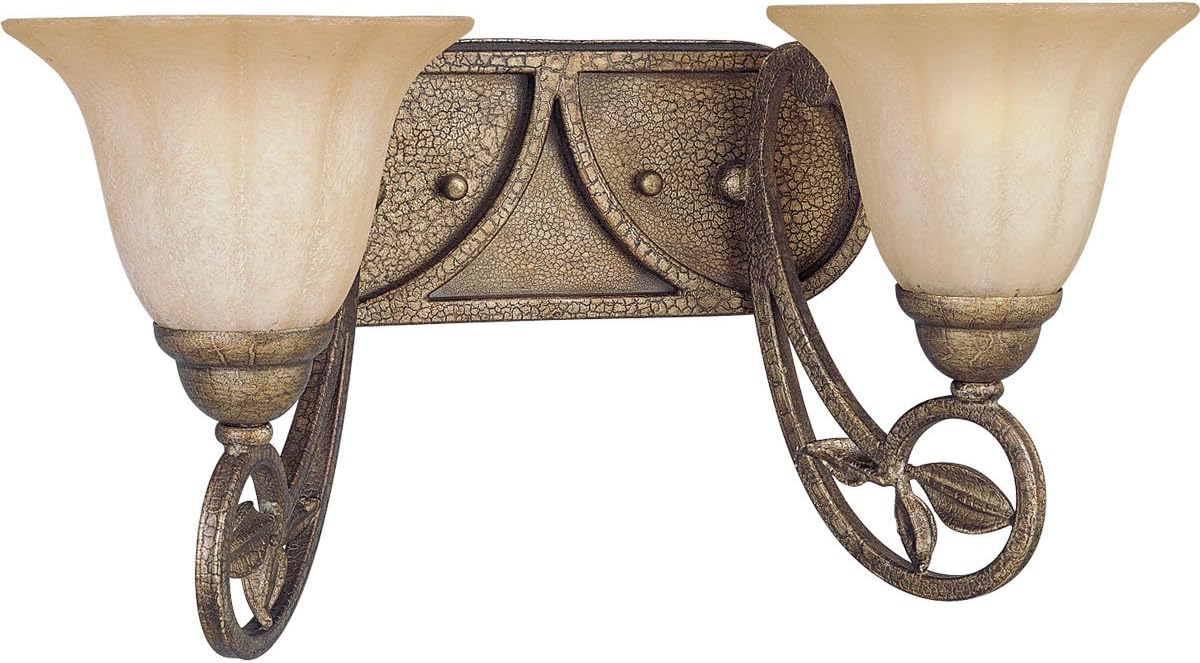 Progress Lighting P2967-91C 2-Light Wall Bracket with Weathered Sandstone Glass, Biscay Crackle