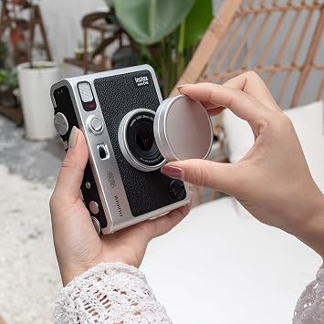 MUZIRI KINOKOO Lens Cap for Instax Mini EVO Instant Camera, Aluminum Alloy Dustproof Lens Cover for Fuji Instax Mini EVO with Flocking Internal - Silver Color