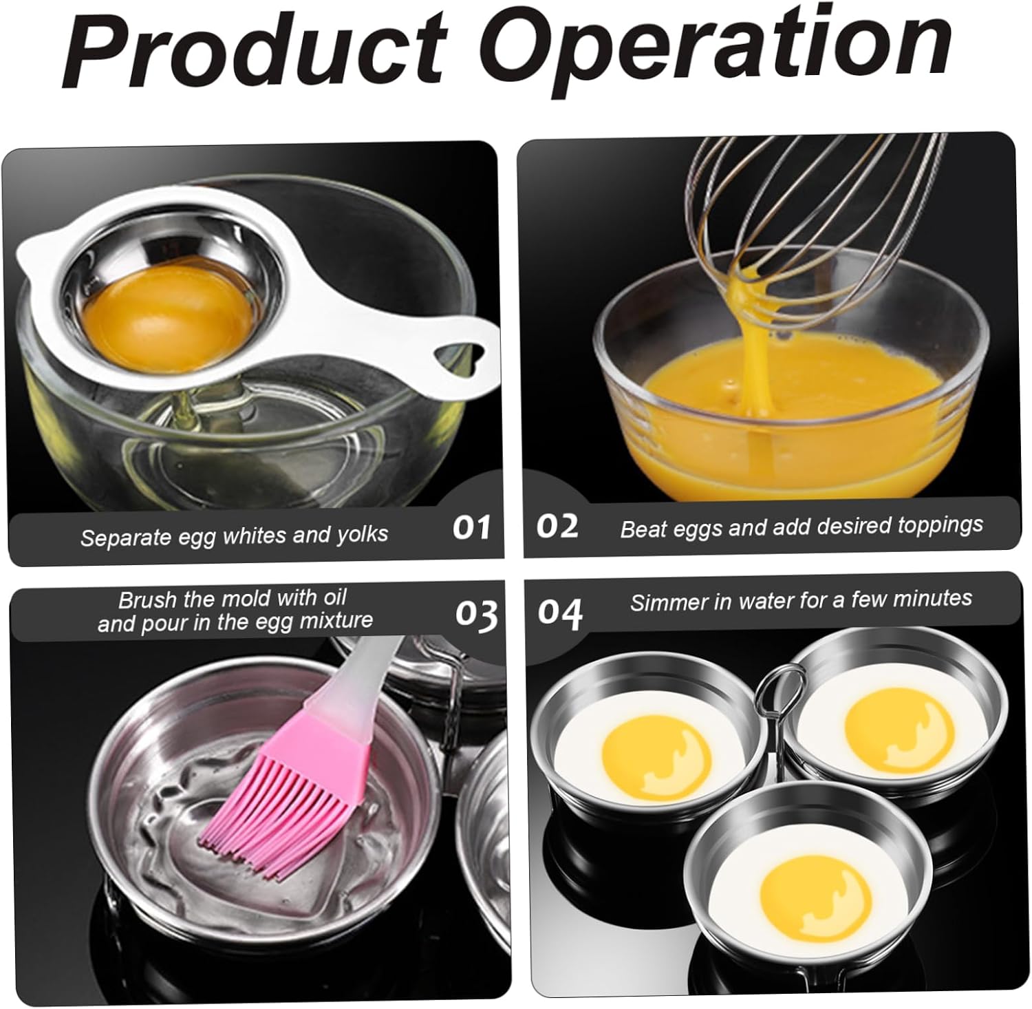 Stainless Steel Egg Poacher, 3-Cup Poached Egg Cooker, Nonstick Poacher Cups, Poaching Pan with Rack and Anti-Scalding Handle for Microwave Oven Stovetop, Round image 3