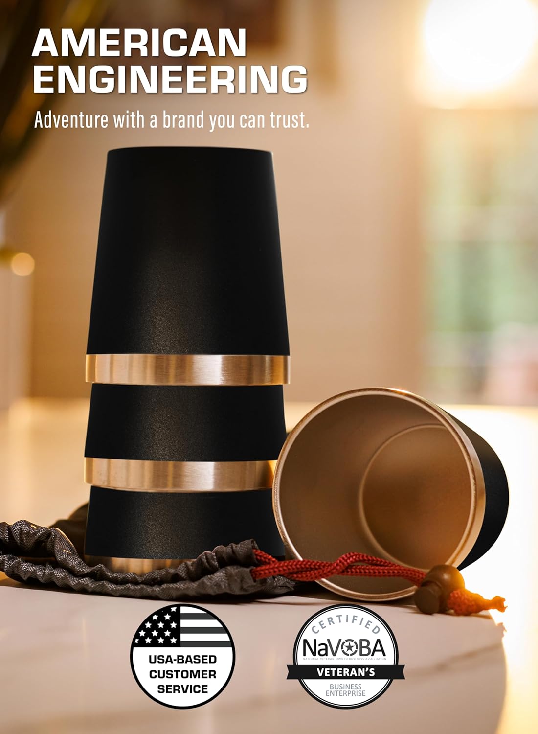 COLETTI Scouts Stainless Steel Drinking Cups Sleek & Stylish Metal Cups Smooth Rim is More Sanitary Than Competitors [Black Coat, 10 oz, Set of 4]
