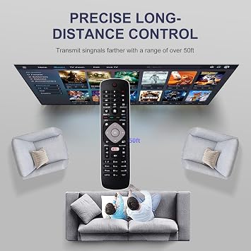 Universal Replacement TV Remote Control Compatible with Philips TV - Replacement Remote Control for Philips Smart TVs
