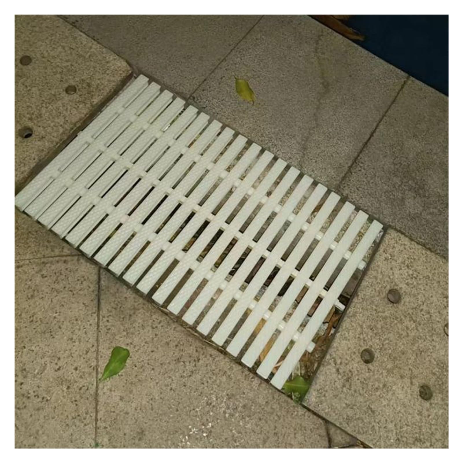 Grille de vidange beige 25 cm en plastique lot de 10 pour caniveau de piscine et jardin