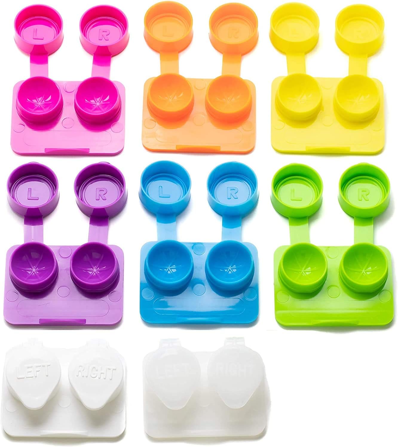 Deep Well Flip-top Contact Lens Cases Bulk Pack of 50 Assorted Colors : Health & Household