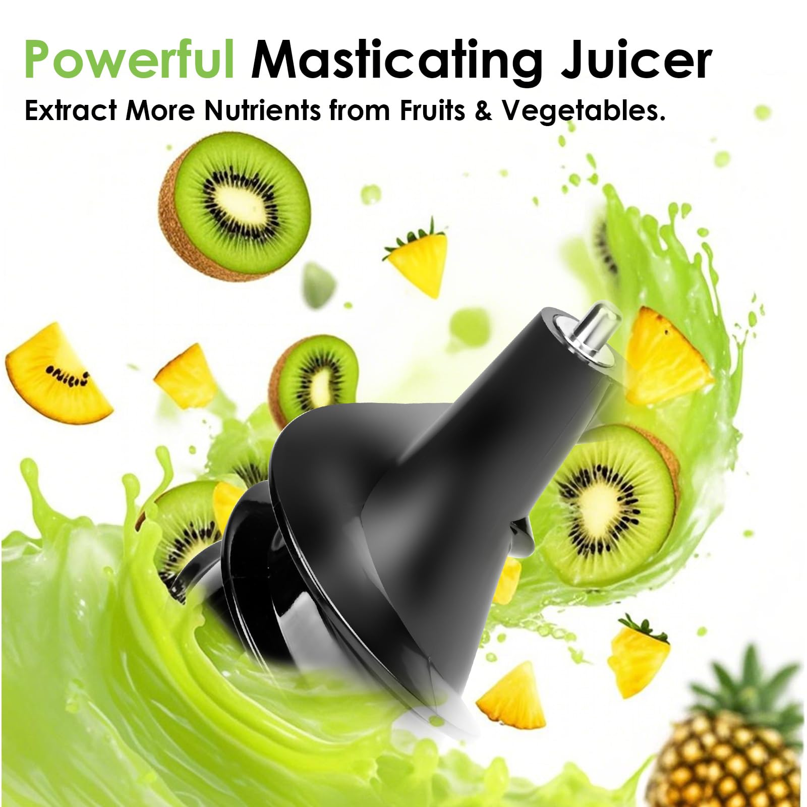 Extracteur de jus pour légumes et fruits, 500 W, double tube d'alimentation, 1,2 l, 2 verres, noir